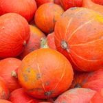 14992070 – just harvested red pumpkins collected for transport